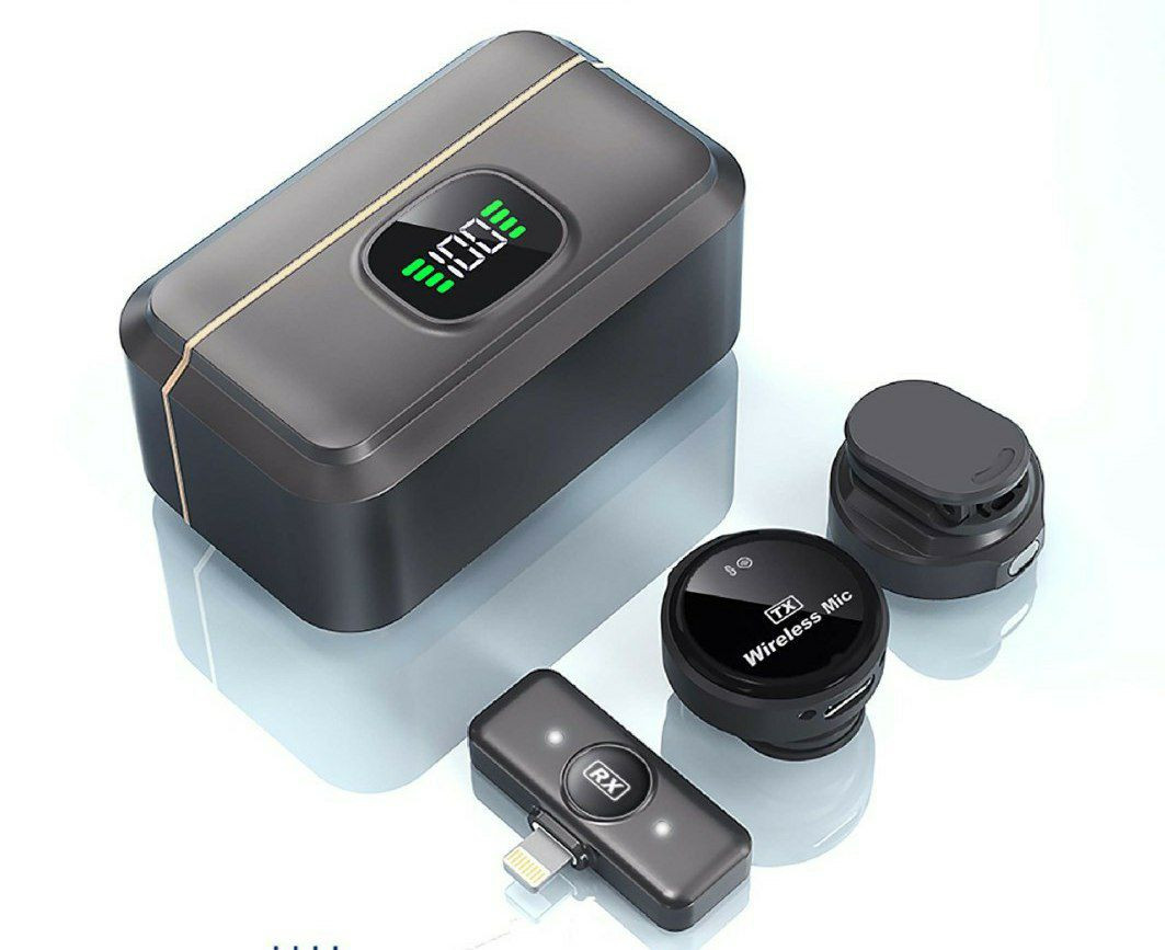 Microphone Cravate Sans Fil Professionnel Cross-Border Q8 avec cas de chargement un à deux téléphones mobiles, diffusée en direct avec  Smartphone